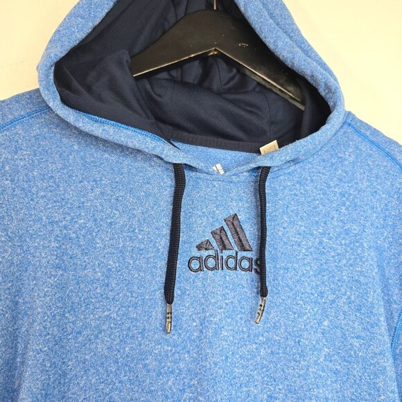 Adidas Heathered Blue Pullover ClimaWarm Hoodie Sweater - Picture 2 of 8